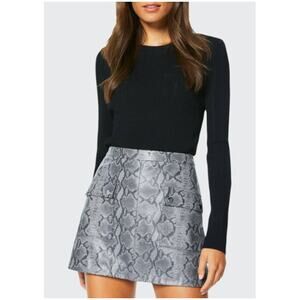 Ramy Brook Skirt Womens 2 Jana Snakeskin Leather Mini Gray Romantic Sexy Chic